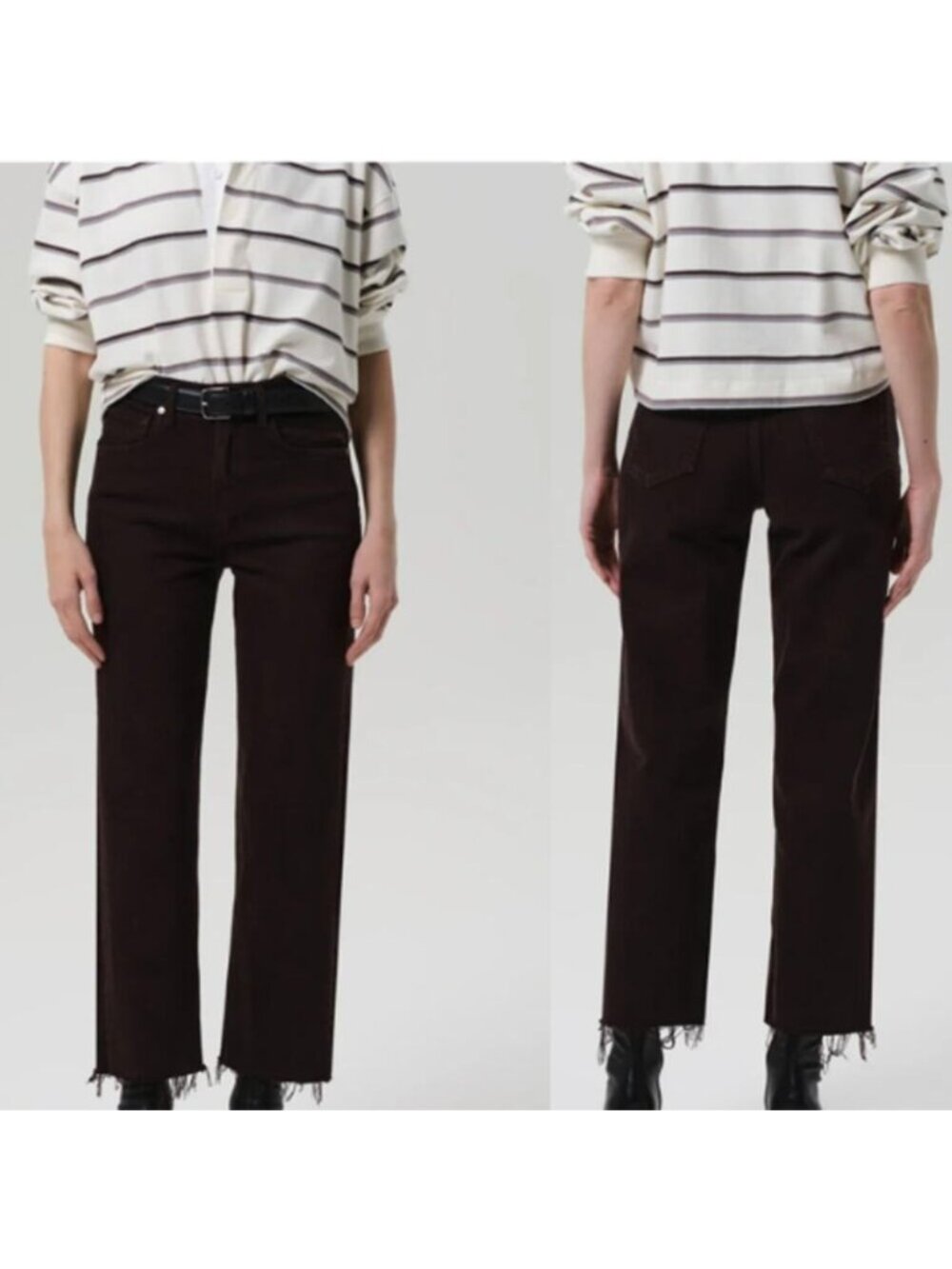 NEW Citizens of Humanity Raw Hem Palma Straight Leg Jeans Carob Brown Size:26
